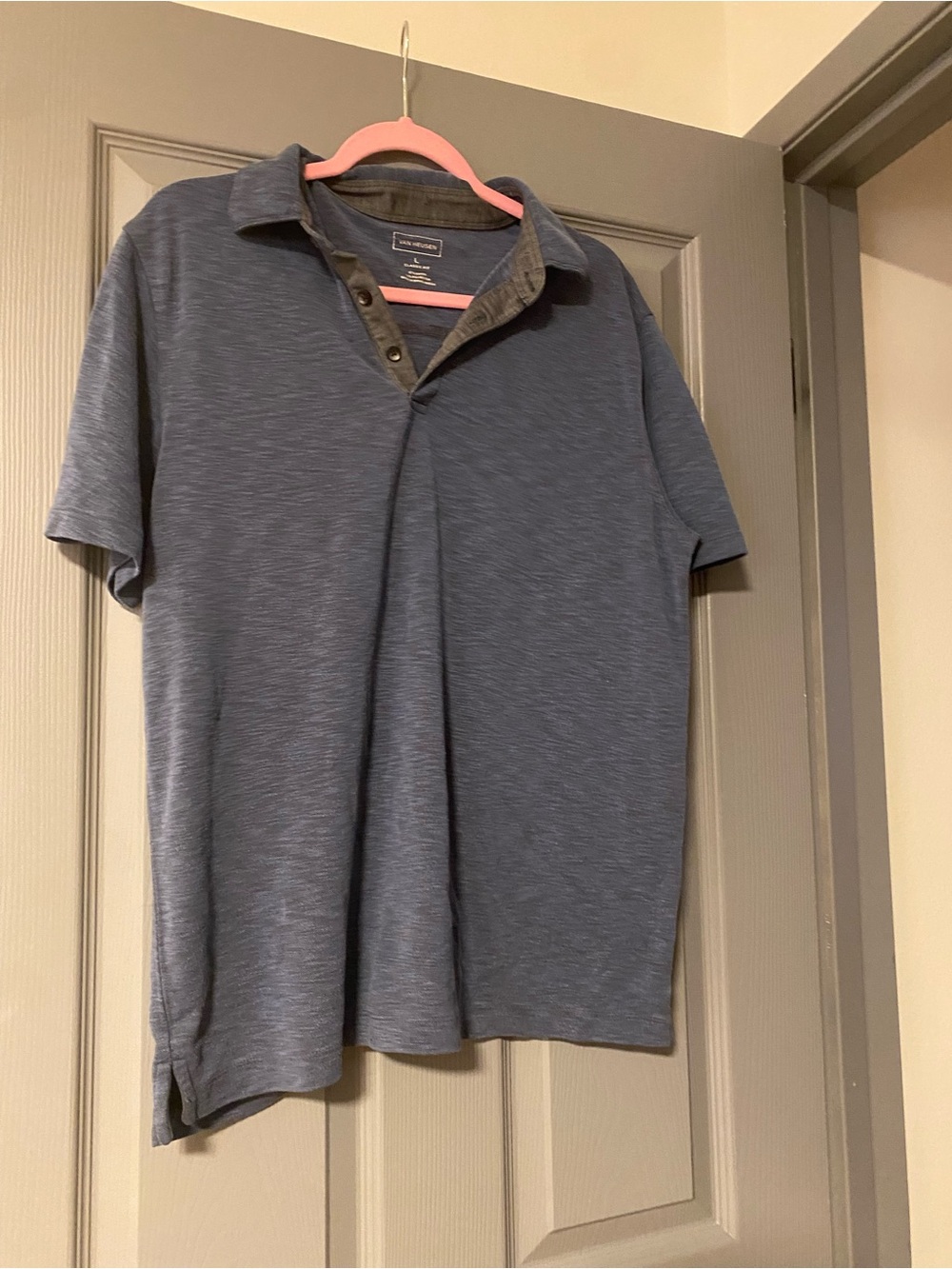 Van Heusen Men's Heather Slate Blue Polo